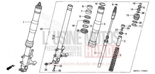 FOURCHETTE AVANT (CBR600RR5/6) CBR600RR5 de 2005